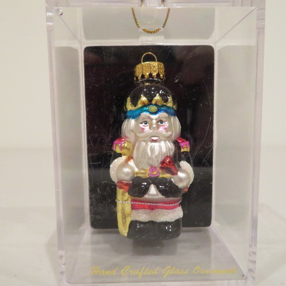 Christmas Nutcracker Glass Ornament 3in Handcrafted Gift Box Keepsake